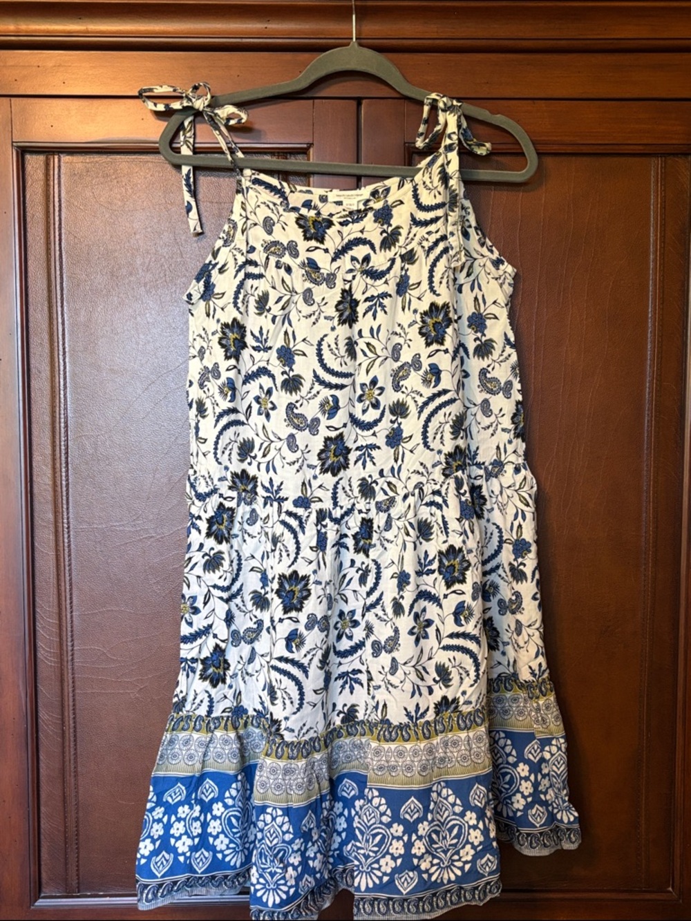 beachlunchlounge Sundress Womens Blue Floral small S Soft Ties Short Flowy mini